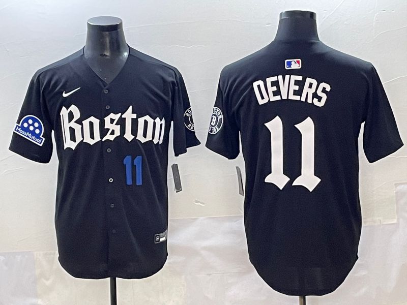 Men 2025 Boston Red Sox #11 Devers Black Five generations Joint Name Nike MLB Jersey style 13